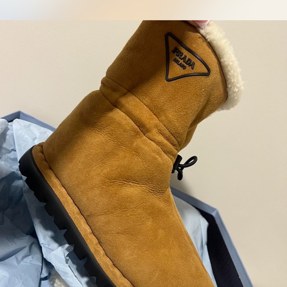 Prada Tan Shearling Boots